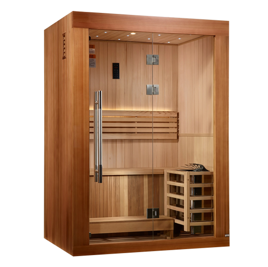 Sundsvall 2 Person Traditional Sauna – Canadian Red Cedar Interior and Pacific Premium Clear Cedar Exterior (GDI-7289-02)
