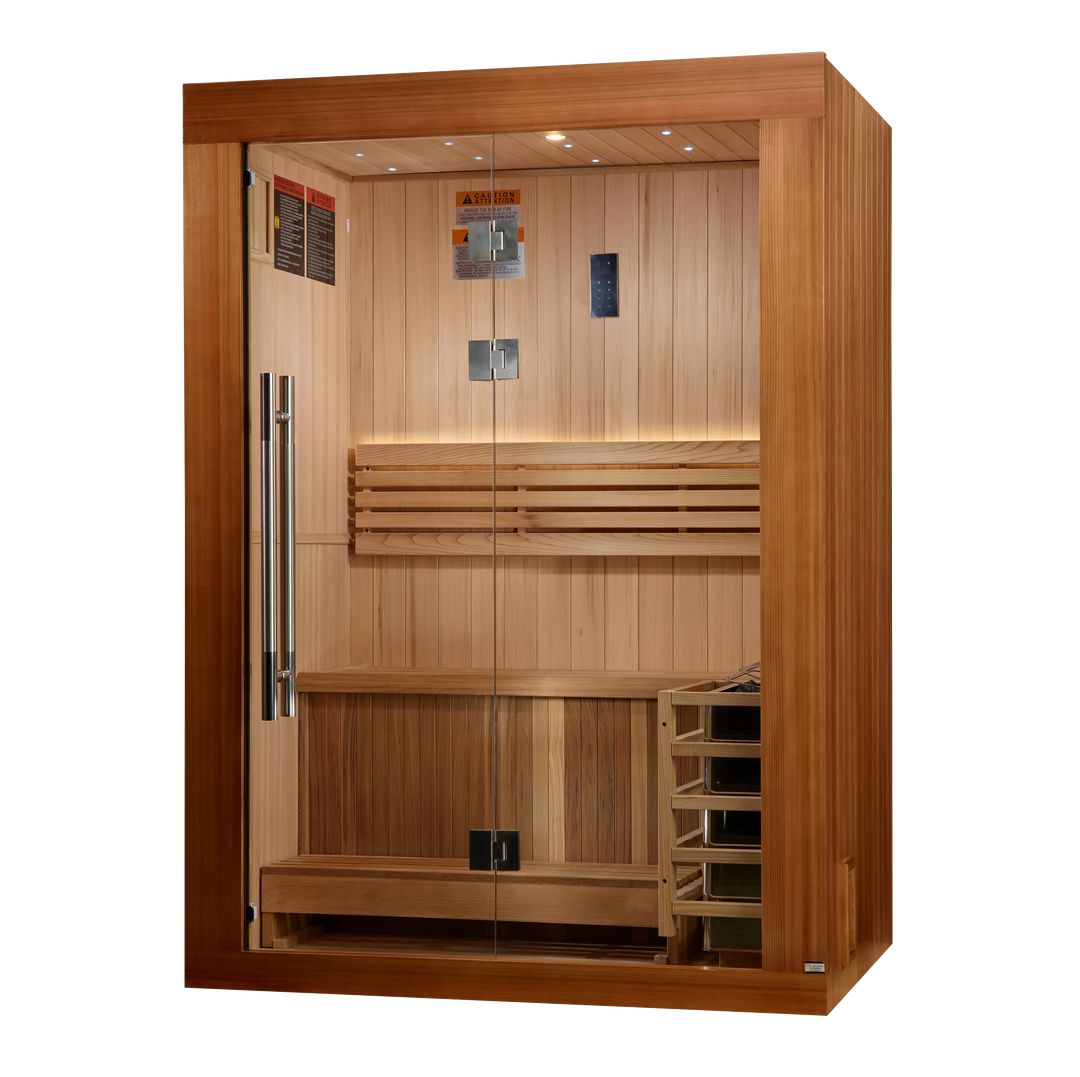 Sundsvall 2 Person Traditional Sauna – Canadian Red Cedar Interior and Pacific Premium Clear Cedar Exterior (GDI-7289-02)