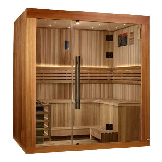 Copenhagen 2025 3 Person Traditional Sauna – Canadian Red Cedar Interior and Pacific Premium Clear Cedar Exterior (GDI-7389-02)