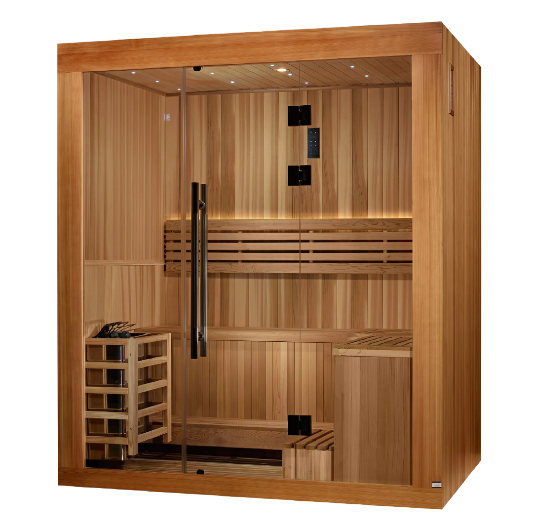 Copenhagen 2025 3 Person Traditional Sauna – Canadian Red Cedar Interior and Pacific Premium Clear Cedar Exterior (GDI-7389-02)