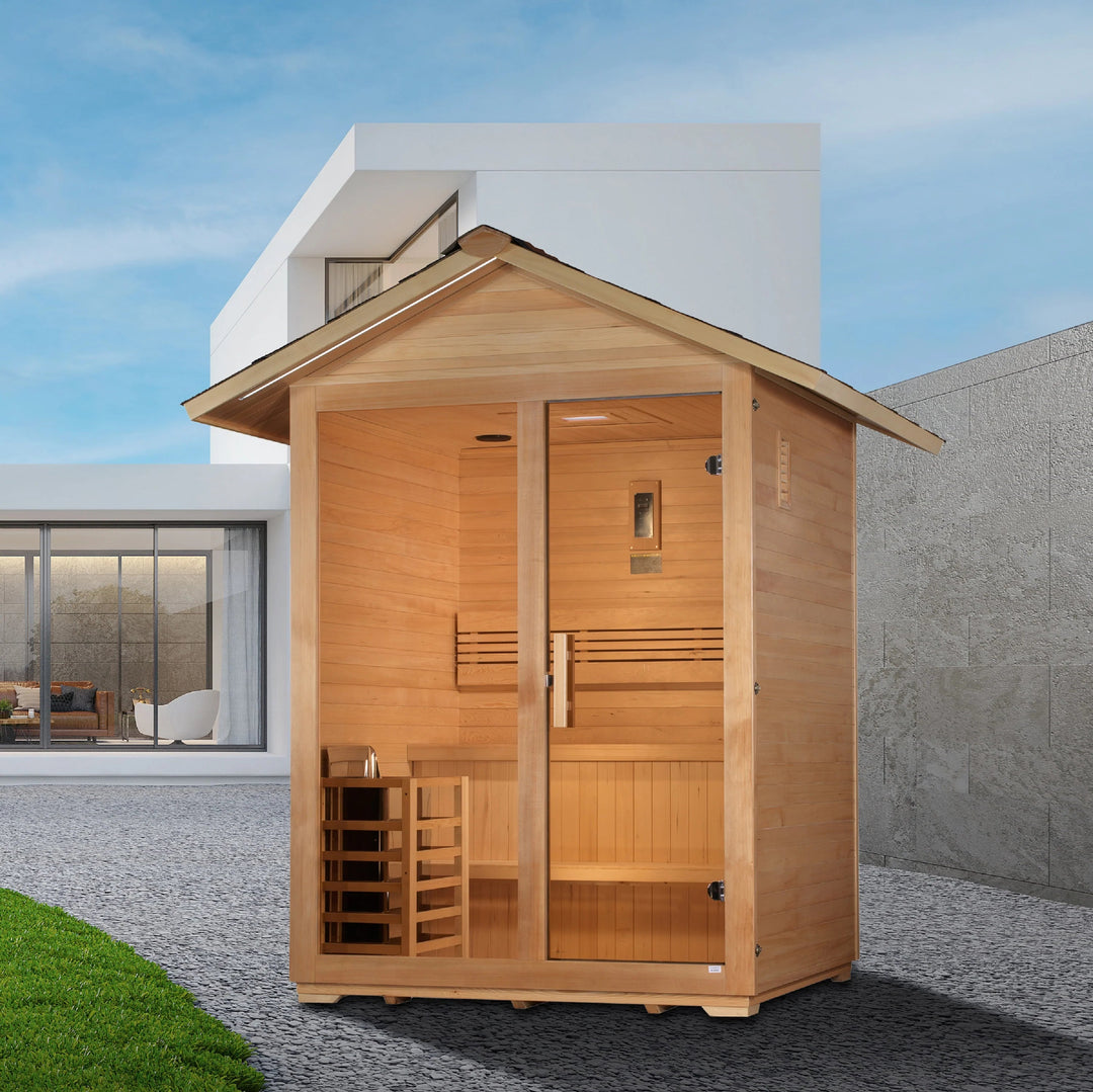 Arlberg 3 Person Traditional Outdoor Steam Sauna – Canadian Hemlock (GDI-8103-01)