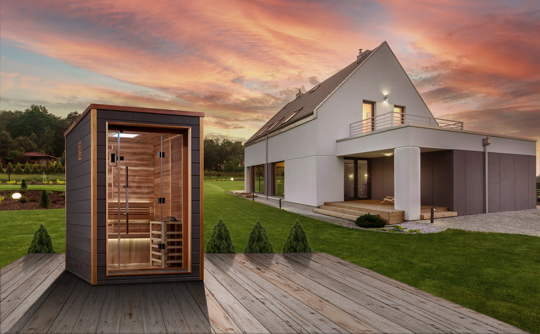 Narvik 2 Person Outdoor-Indoor Traditional Sauna – Canadian Red Cedar Interior (GDI-8202-01)