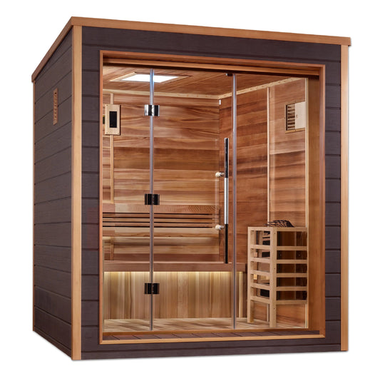 Drammen 3 Person Outdoor-Indoor Traditional Sauna – Canadian Red Cedar Interior (GDI-8203-01)