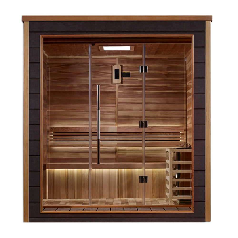 Drammen 3 Person Outdoor-Indoor Traditional Sauna – Canadian Red Cedar Interior (GDI-8203-01)