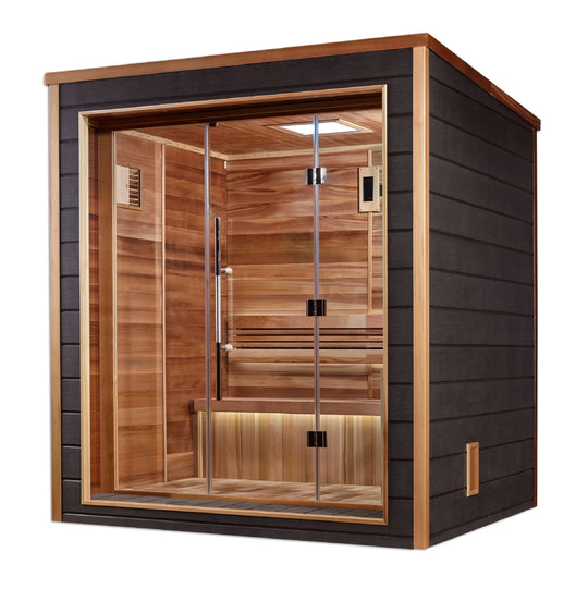 Drammen 3 Person Outdoor-Indoor Traditional Sauna – Canadian Red Cedar Interior (GDI-8203-01)