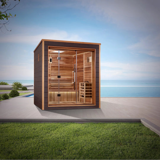 Drammen 3 Person Outdoor-Indoor Traditional Sauna – Canadian Red Cedar Interior (GDI-8203-01)