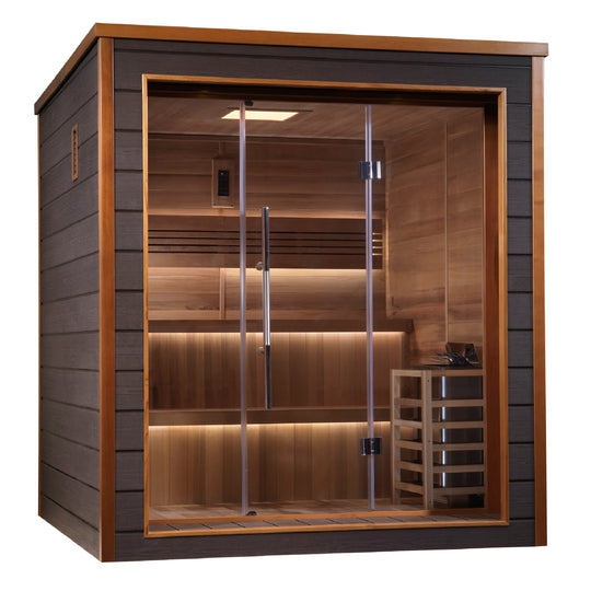 Bergen 6 Person Outdoor-Indoor Traditional Sauna – Canadian Red Cedar Interior (GDI-8206-01)