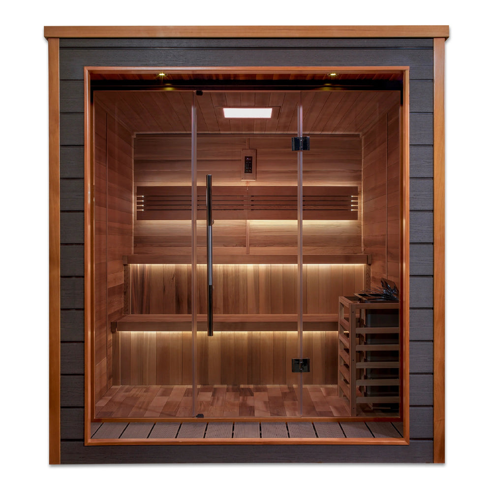 Bergen 6 Person Outdoor-Indoor Traditional Sauna – Canadian Red Cedar Interior (GDI-8206-01)