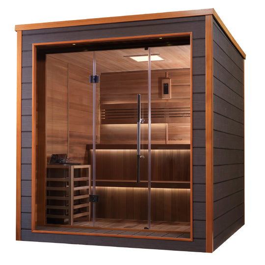 Bergen 6 Person Outdoor-Indoor Traditional Sauna – Canadian Red Cedar Interior (GDI-8206-01)