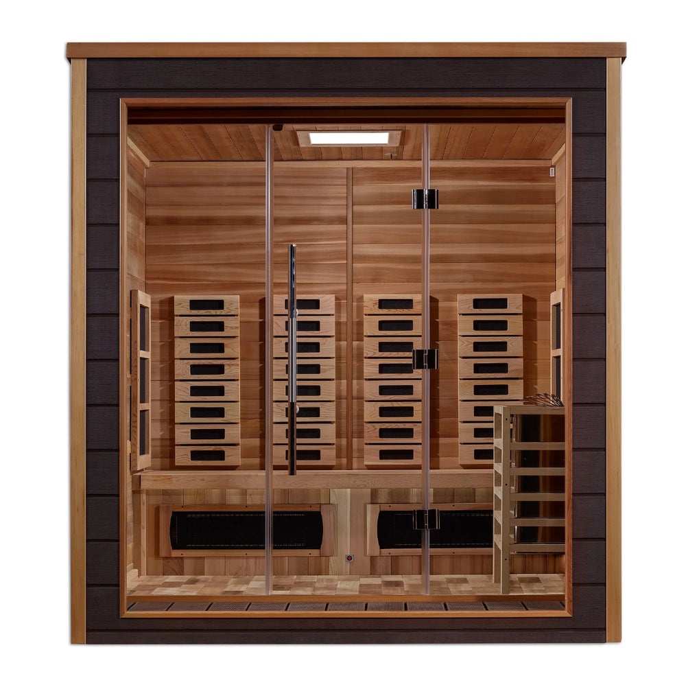 Visby 3 Person Outdoor-Indoor PureTech™ Hybrid Full Spectrum Sauna – Canadian Red Cedar Interior (GDI-8223-01)