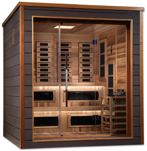 Karlstad 6 Person Outdoor-Indoor PureTech™ Hybrid Full Spectrum Sauna – Canadian Red Cedar Interior (GDI-8226-01)