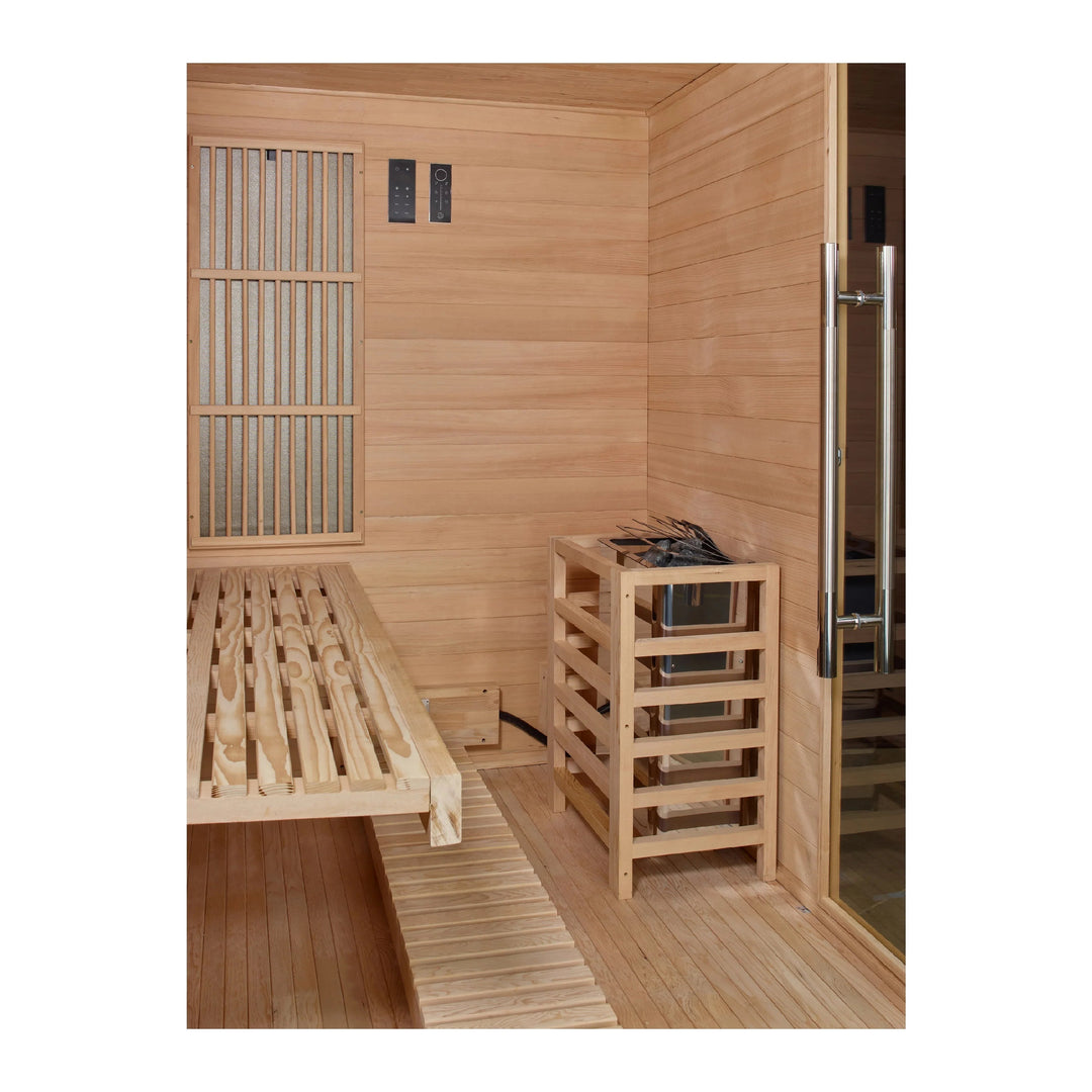 Soria 3 Person Hybrid Sauna (Indoor). Full Spectrum and Harvia Traditional Stove (GDI-8330-01)