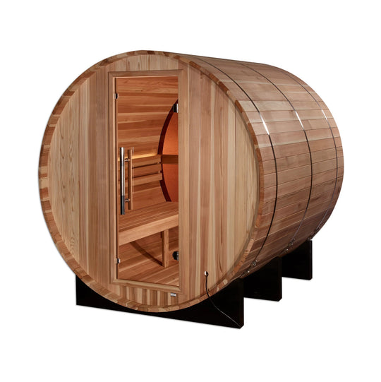 Zurich 4 Person Barrel with Bronze Privacy View – Traditional Sauna – Pacific Cedar (GDI-B024-01)