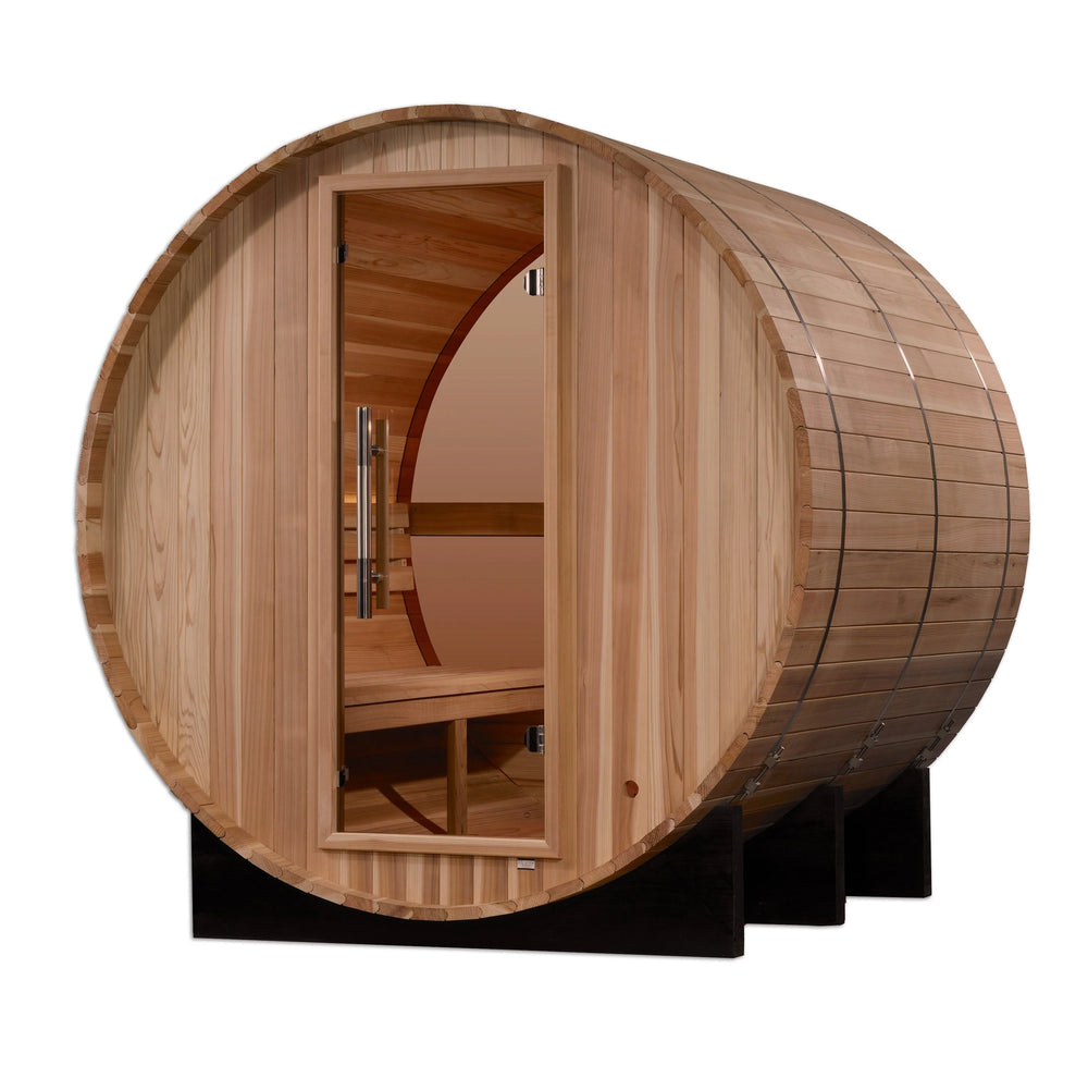 Zurich 4 Person Barrel with Bronze Privacy View – Traditional Sauna – Pacific Cedar (GDI-B024-01)