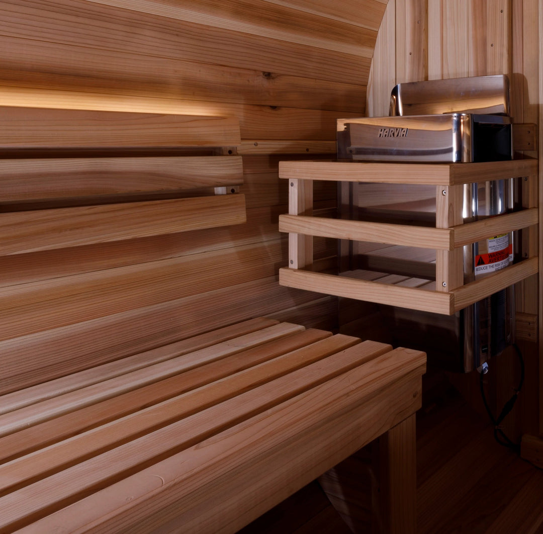 Zurich 4 Person Barrel with Bronze Privacy View – Traditional Sauna – Pacific Cedar (GDI-B024-01)