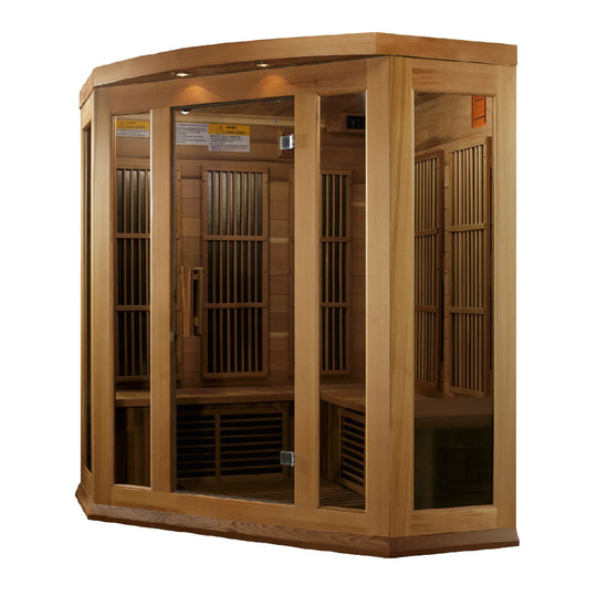 Maxxus Avignon 3 Person Corner Near Zero EMF FAR Infrared Sauna – Canadian Red Cedar (MX-K356-01-ZF CED)