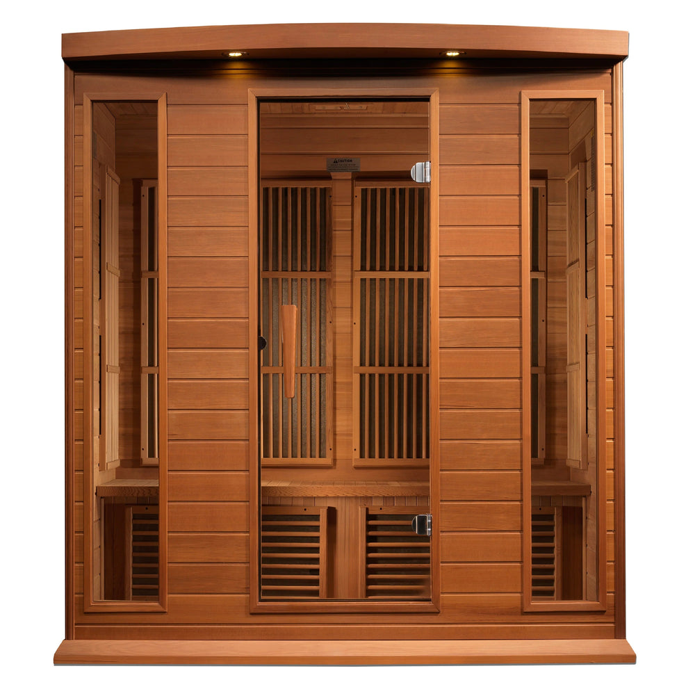 Maxxus Chaumont 4 Person Near Zero EMF FAR Infrared Sauna – Canadian Red Cedar (MX-K406-01-ZF CED)