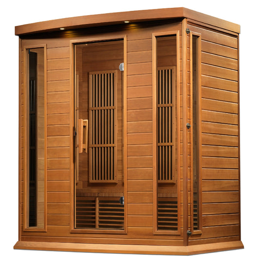 Maxxus Chaumont 4 Person Near Zero EMF FAR Infrared Sauna – Canadian Red Cedar (MX-K406-01-ZF CED)