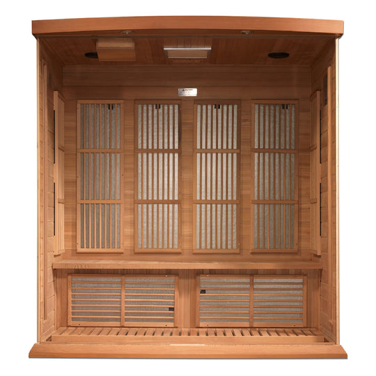 Maxxus Chaumont 4 Person Near Zero EMF FAR Infrared Sauna – Canadian Red Cedar (MX-K406-01-ZF CED)