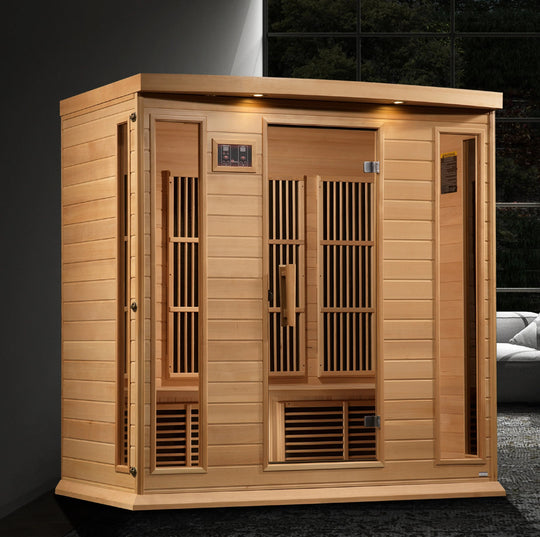 Maxxus 4 Person Near Zero EMF FAR Infrared Sauna – Canadian Hemlock (MX-K406-01-ZF)