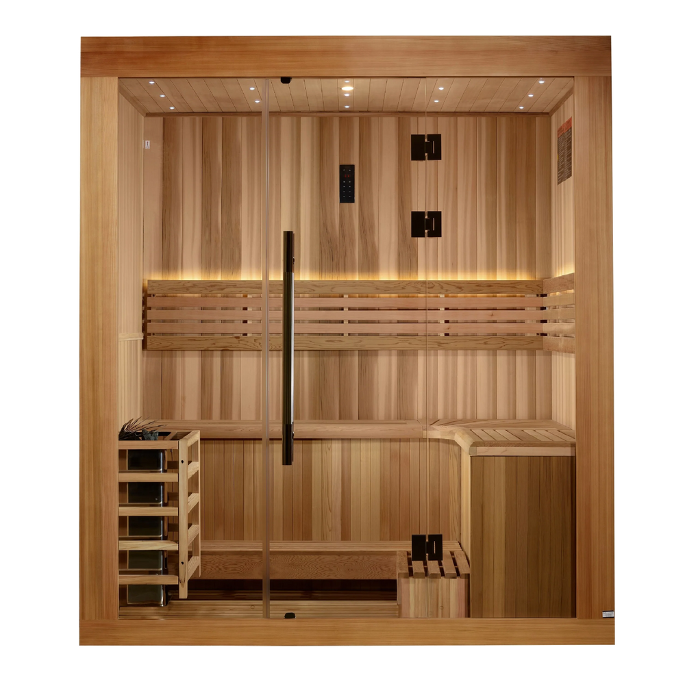 Copenhagen 2025 3 Person Traditional Sauna – Canadian Red Cedar Interior and Pacific Premium Clear Cedar Exterior (GDI-7389-02)