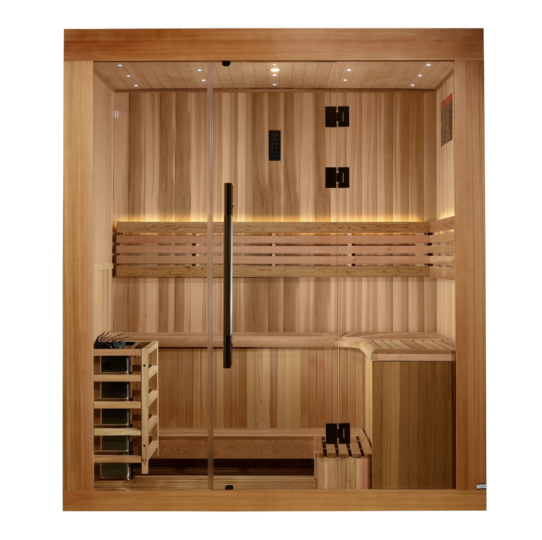 Copenhagen 2025 3 Person Traditional Sauna – Canadian Red Cedar Interior and Pacific Premium Clear Cedar Exterior (GDI-7389-02)